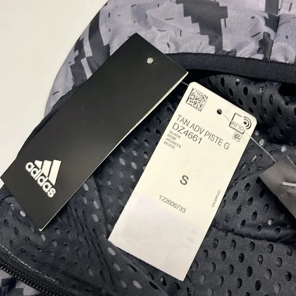 Adidas Black Pullover Camo Hooded Soccer Windbreaker with Longer Back Flap-Small